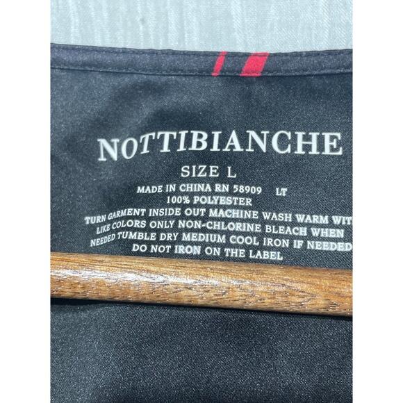 Nottibianche Night Shirt Womens Large Black Red Floral V-Neck Silky Sleeveless - Picture 3 of 5